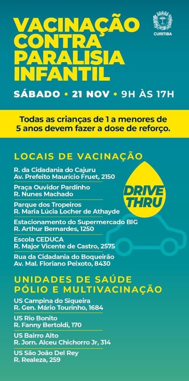 mutirao-contra-polio-tera-pontos-em-sistema-drive-thru-e-em-unidades-de-saude-de-curitiba